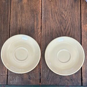 2 Vintage Fiesta Ware Light Yellow Saucers Genuine HLC USA Homer Laughlin